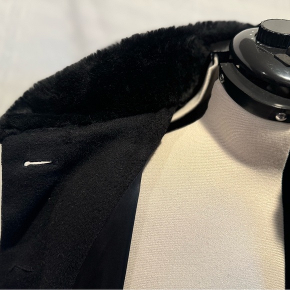 Steve by Searle  black formal coat with fur trim size 14 - Picture 8 of 11